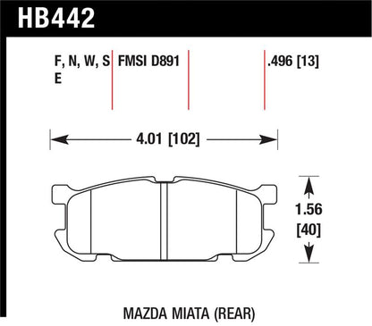 Hawk Performance Hawk 01-02 Miata w/ Sport Suspension HP+  Street Rear Brake Pads (D891)