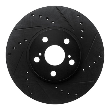 R1 Concepts R1 94-99 Toyota Celica Front Right Drilled & Slotted Black Brake Rotor
