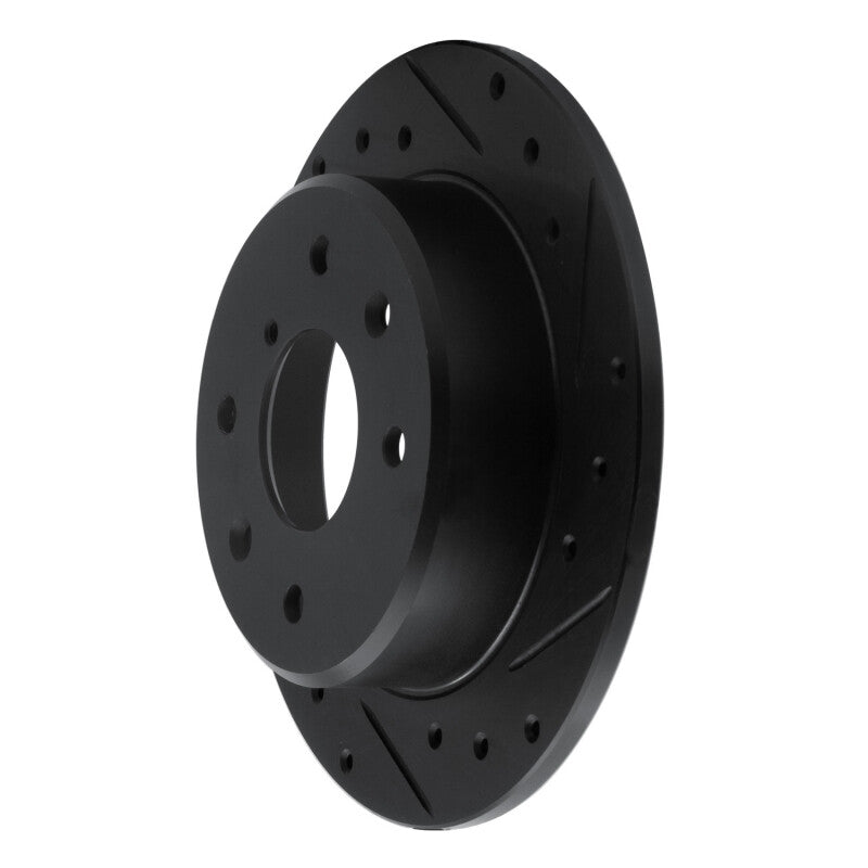 R1 Concepts R1 86-88 Mazda RX-7 Rear Right Drilled & Slotted Black Brake Rotor