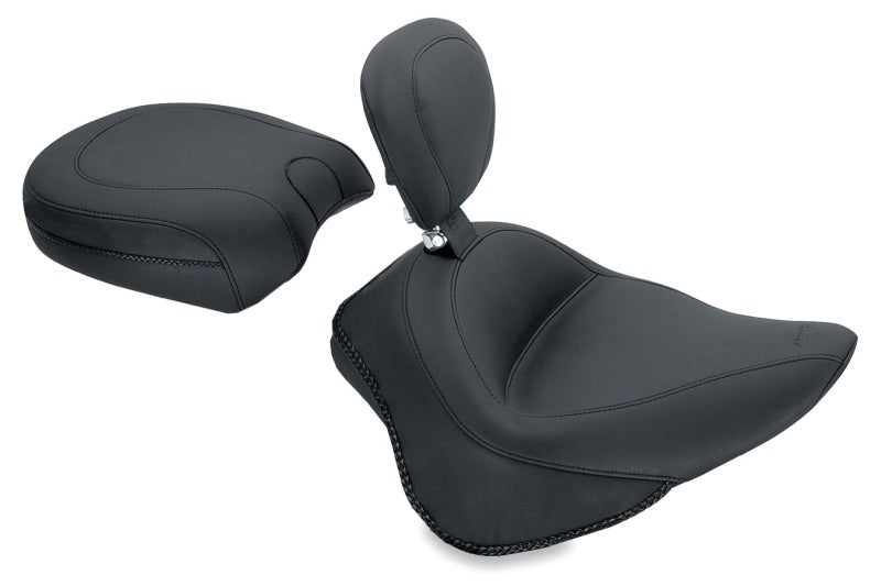Mustang Motorcycle Mustang 11-13 Harley Blackline,12-17 Slim/Slim S Wide Touring Solo Seat w/Driver Backrest - Black