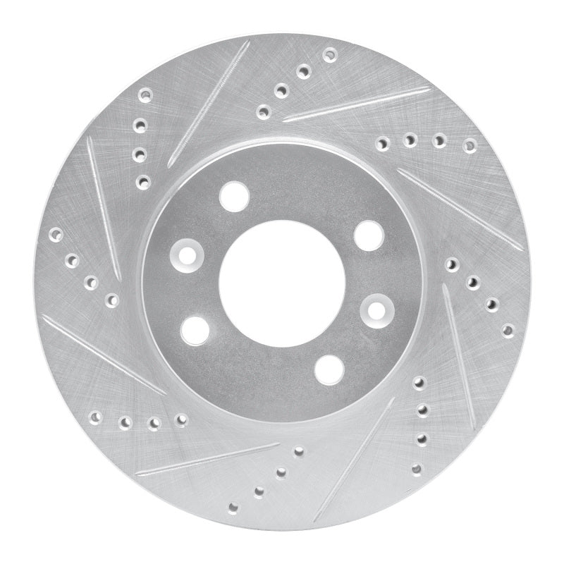 R1 Concepts R1 88-98 Saab 9000 Front Left Drilled & Slotted Silver Brake Rotor