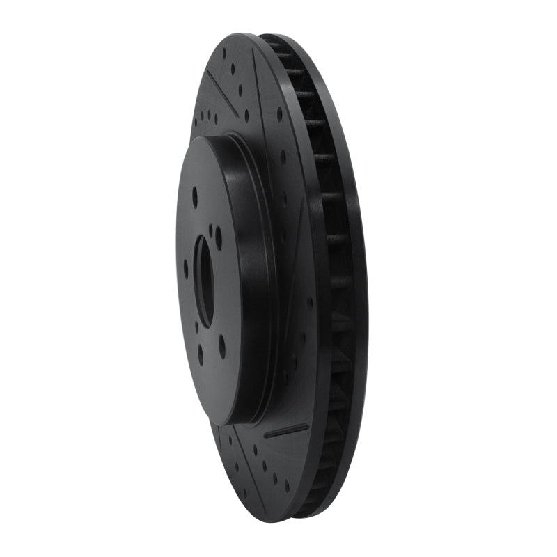 R1 Concepts R1 04-09 Lexus RX350 Front Right Drilled & Slotted Black Brake Rotor