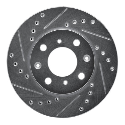 R1 Concepts R1 84-90 Honda Accord Sedan Front Left Drilled & Slotted Silver Brake Rotor