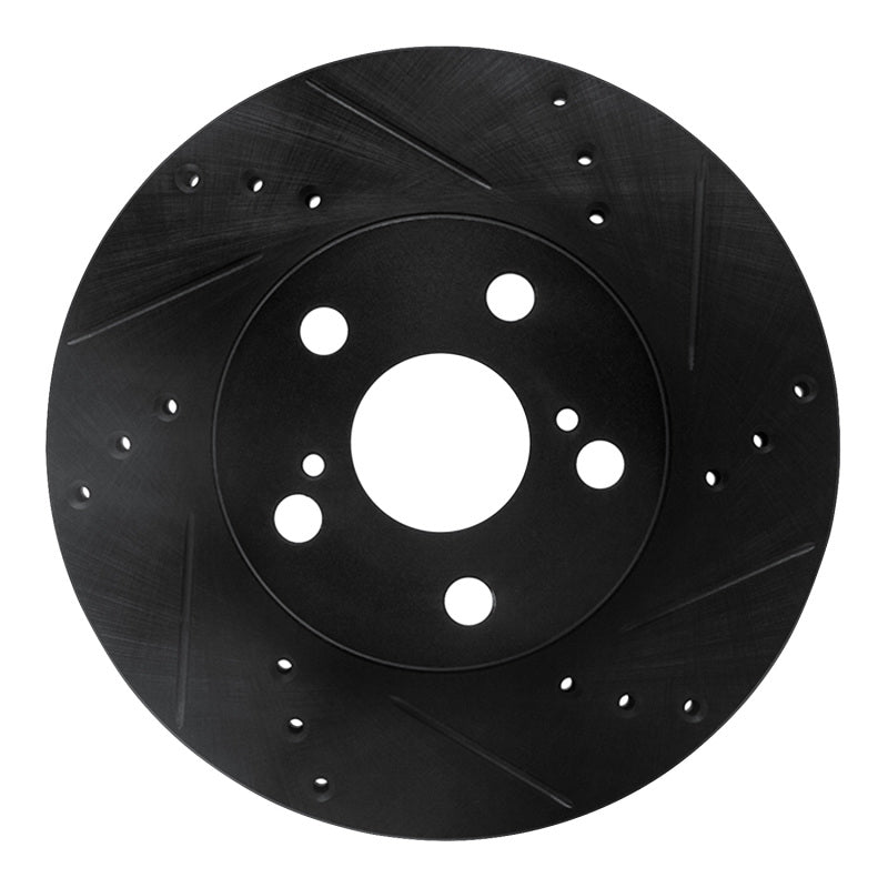 R1 Concepts R1 10-17 Lexus CT200H Front Right Drilled & Slotted Black Brake Rotor