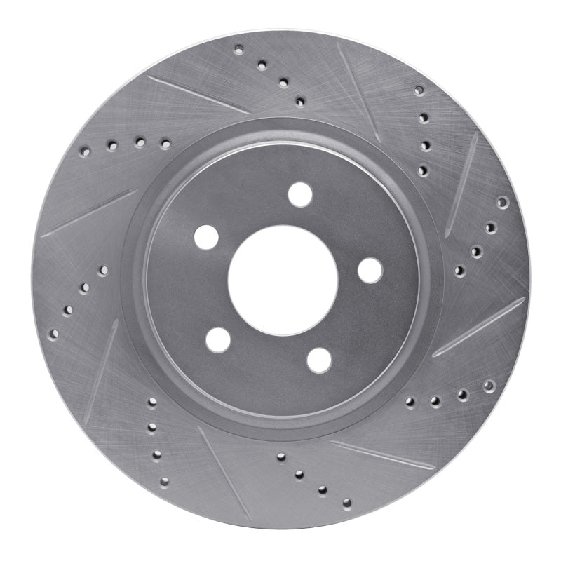 R1 Concepts R1 94-04 Ford Mustang Front Right Drilled & Slotted Silver Brake Rotor