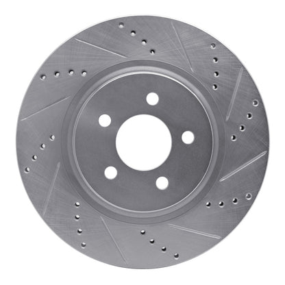 R1 Concepts R1 94-04 Ford Mustang Front Right Drilled & Slotted Silver Brake Rotor