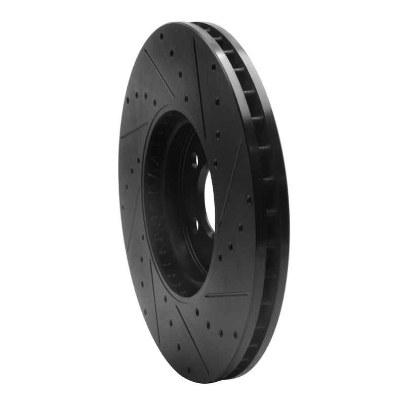 R1 Concepts R1 15-19 Mini Cooper Clubman Front Left Drilled & Slotted Black Brake Rotor