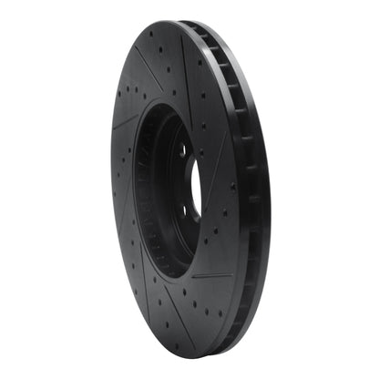 R1 Concepts R1 15-19 Mini Cooper Clubman Front Left Drilled & Slotted Black Brake Rotor