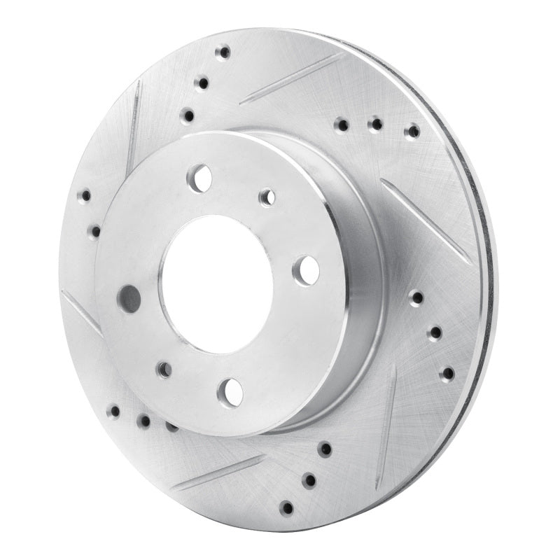 R1 Concepts R1 00-02 Hyundai Accent Front Left Drilled & Slotted Silver Brake Rotor