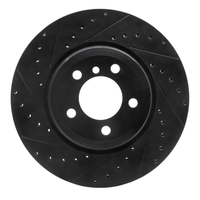 R1 Concepts R1 05-08 BMW 760I Rear Left Drilled & Slotted Black Brake Rotor