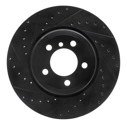R1 Concepts R1 05-08 BMW 760I Rear Left Drilled & Slotted Black Brake Rotor