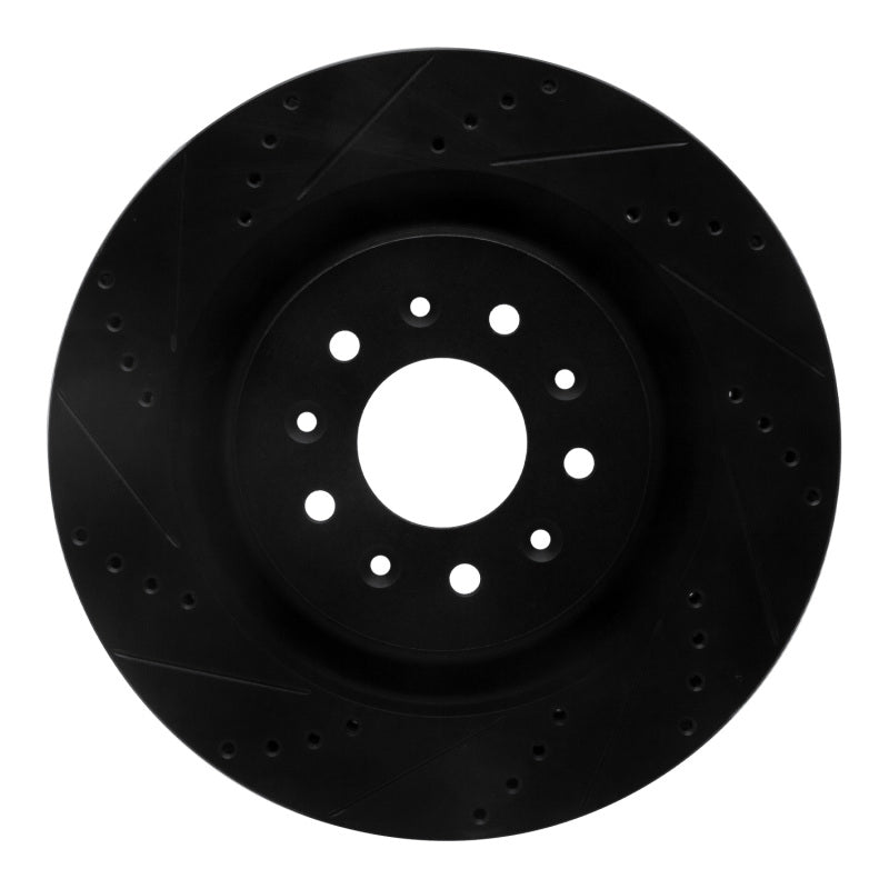 R1 Concepts R1 00-06 Jaguar XKR Front Left Drilled & Slotted Black Brake Rotor