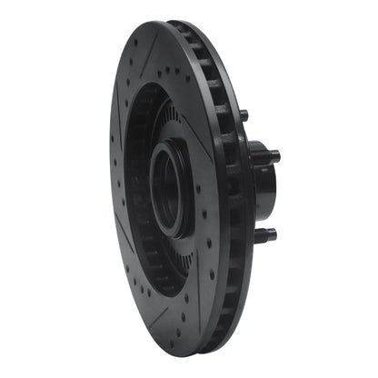 R1 Concepts R1 87-92 Lincoln Continental Front Right Drilled & Slotted Black Brake Rotor