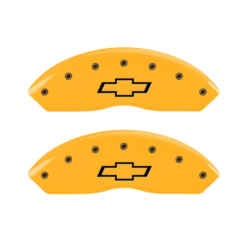 MGP 2 Caliper Covers Engraved Front Bowtie Yellow Finish Black Char 1997 Chevrolet C3500