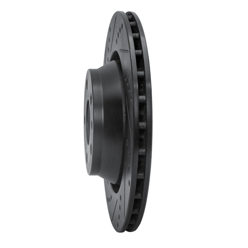 R1 Concepts R1 08-15 Audi TTS Quattro Rear Left Drilled & Slotted Black Brake Rotor