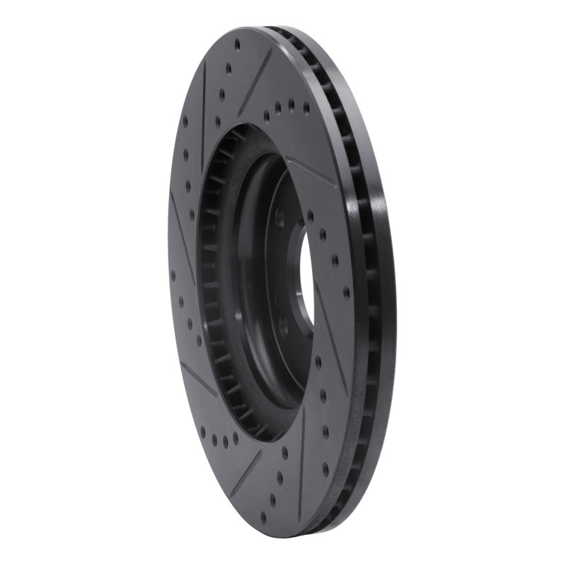 R1 Concepts R1 15-25 Hyundai Kona Front Right Drilled & Slotted Black Brake Rotor