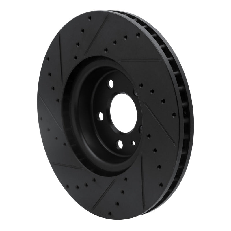 R1 Concepts R1 2018-2025 Audi S5 Front Right Drilled & Slotted Black Brake Rotor