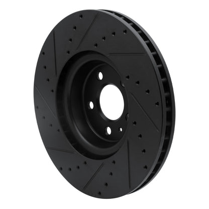 R1 Concepts R1 2018-2025 Audi S5 Front Right Drilled & Slotted Black Brake Rotor