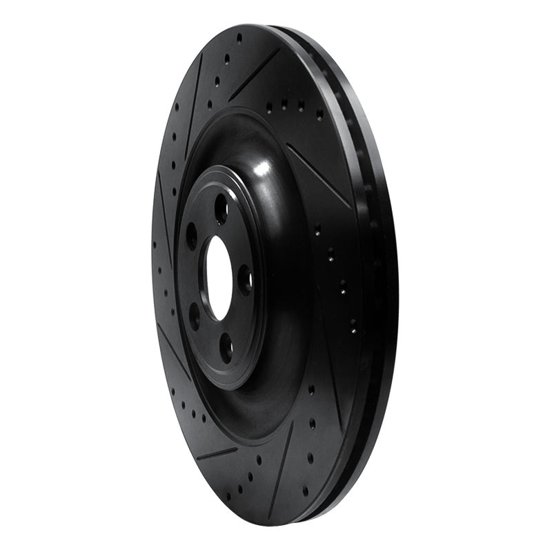 R1 Concepts R1 10-24 Jaguar XFR Rear Left Drilled & Slotted Black Brake Rotor
