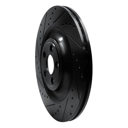 R1 Concepts R1 10-24 Jaguar XFR Rear Left Drilled & Slotted Black Brake Rotor