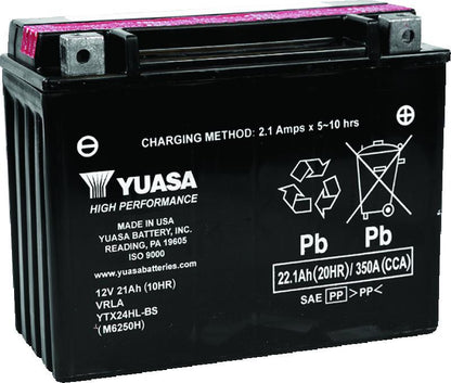 Yuasa Battery Yuasa YTX24HL-BS High Performance Maintenance Free AGM 12-Volt Battery w/Bottle