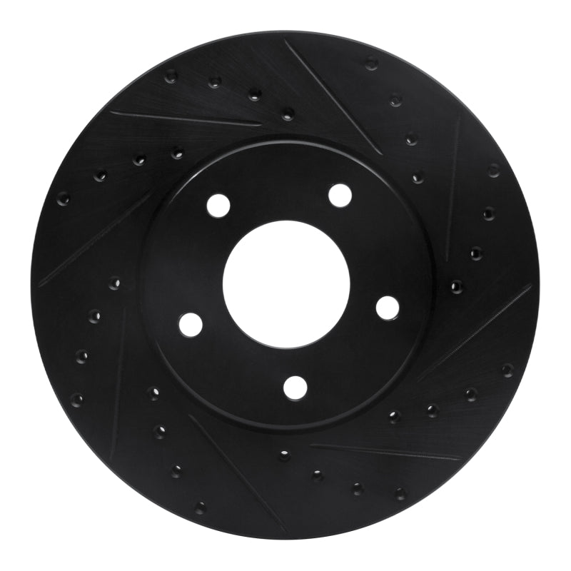 R1 Concepts R1 97-03 Jaguar Vanden Plas Front Right Drilled & Slotted Black Brake Rotor
