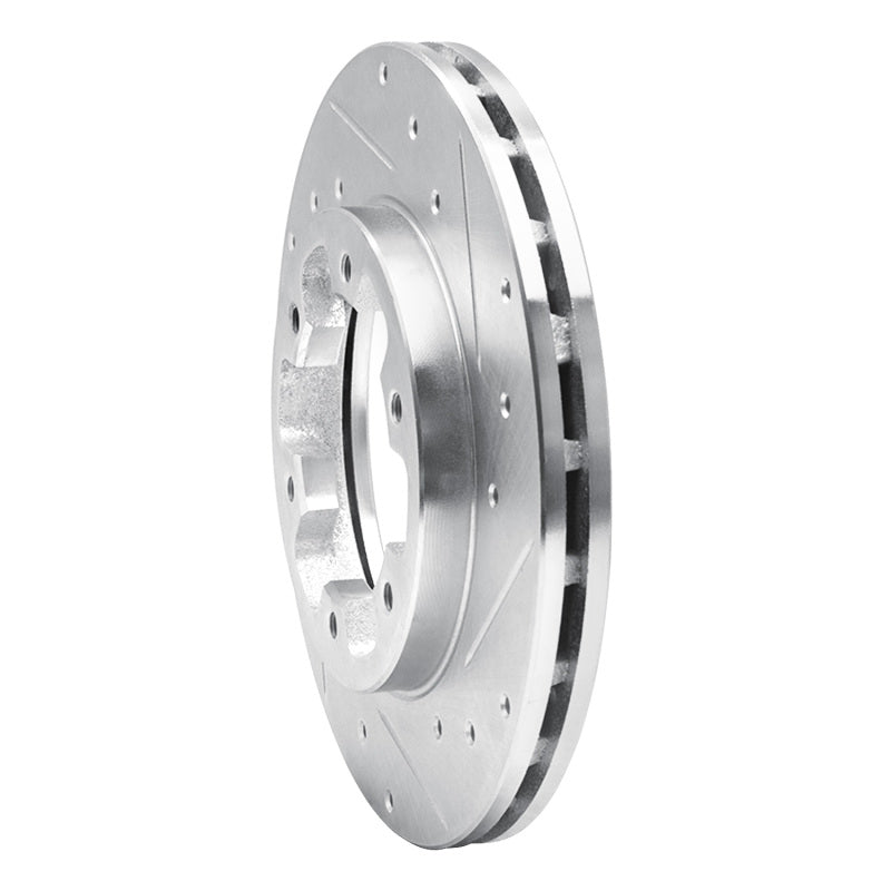 R1 Concepts R1 83-85 Nissan 720 DATSUN Front Right Drilled & Slotted Silver Brake Rotor