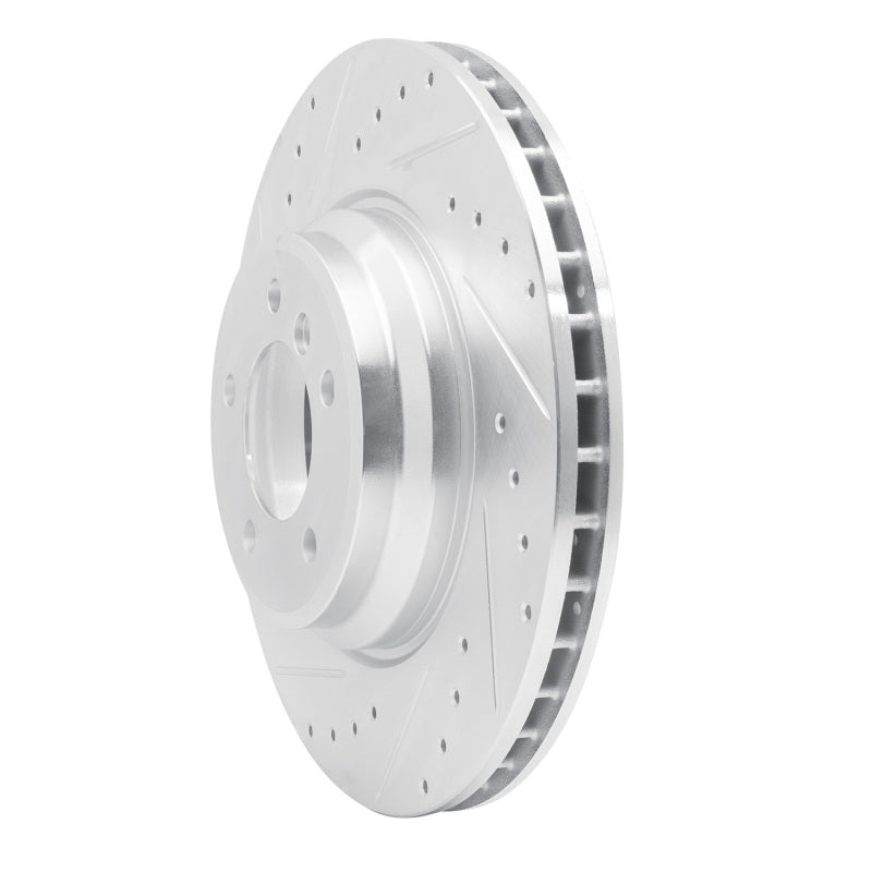 R1 Concepts R1 07-15 BMW 335XI Front Left Drilled & Slotted Silver Brake Rotor