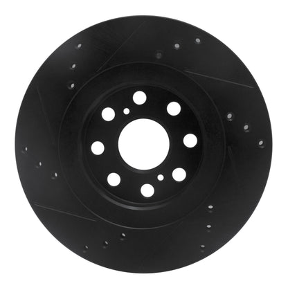R1 Concepts R1 00-05 Toyota MR2 Spyder Rear Right Drilled & Slotted Black Brake Rotor