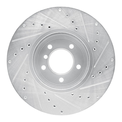 R1 Concepts R1 04-10 BMW 530XI Front Left Drilled & Slotted Silver Brake Rotor