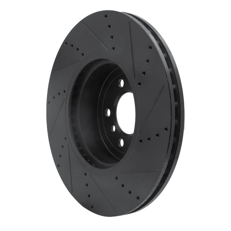 R1 Concepts R1 13-20 BMW 440I Gran Coupe Front Left Drilled & Slotted Black Brake Rotor