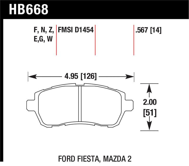 Hawk Performance Hawk 2011-2014 Ford Fiesta S Sedan HPS 5.0 Front Brake Pads