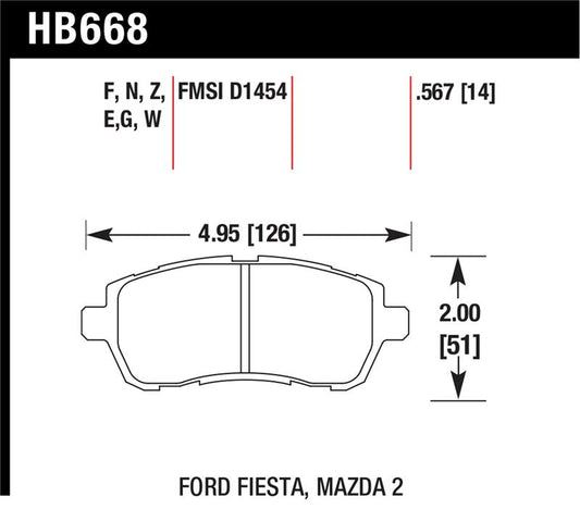 Hawk Performance Hawk 2011-2014 Ford Fiesta S Sedan HPS 5.0 Front Brake Pads