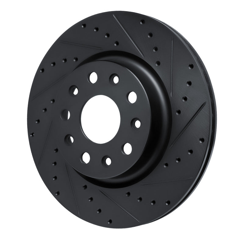 R1 Concepts R1 18-25 Jeep Wrangler Front Right Drilled & Slotted Black Brake Rotor