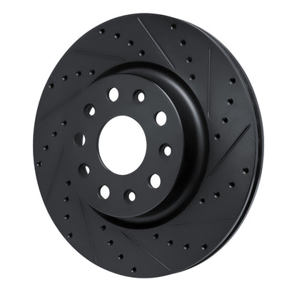 R1 Concepts R1 18-25 Jeep Wrangler Front Right Drilled & Slotted Black Brake Rotor