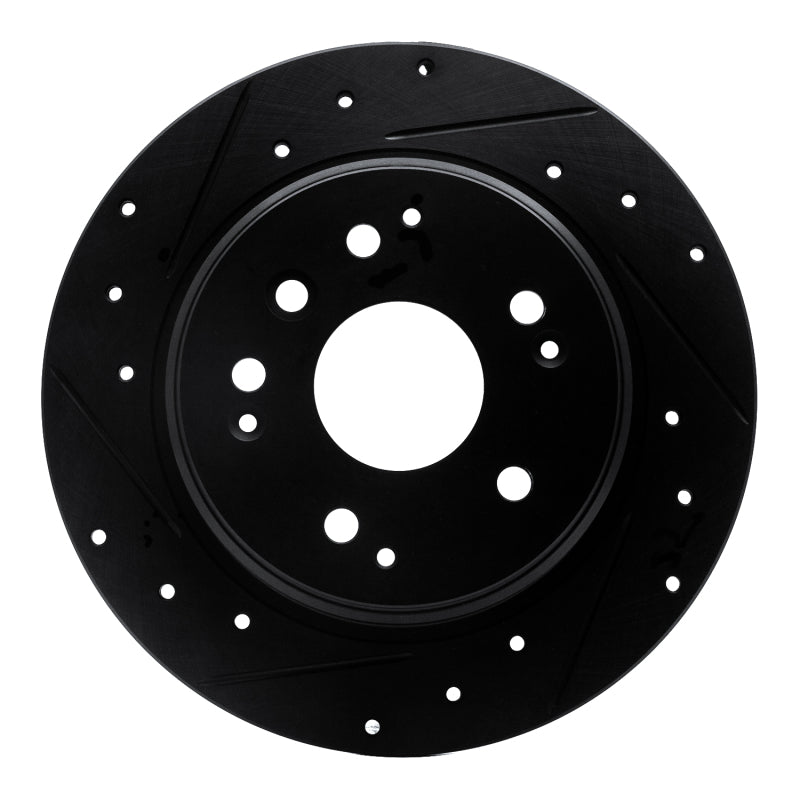 R1 Concepts R1 99-11 Acura TL Rear Left Drilled & Slotted Black Brake Rotor