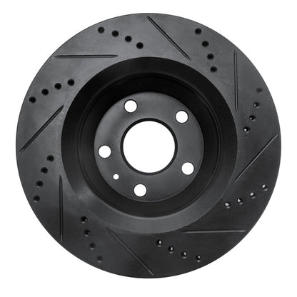 R1 Concepts R1 08-15 Audi TTS Quattro Rear Left Drilled & Slotted Black Brake Rotor