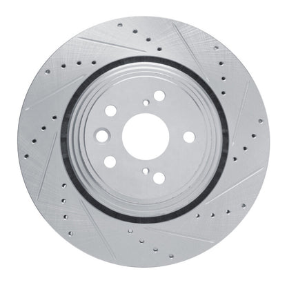 R1 Concepts R1 20-25 Lexus RX350 Front Right Drilled & Slotted Silver Brake Rotor