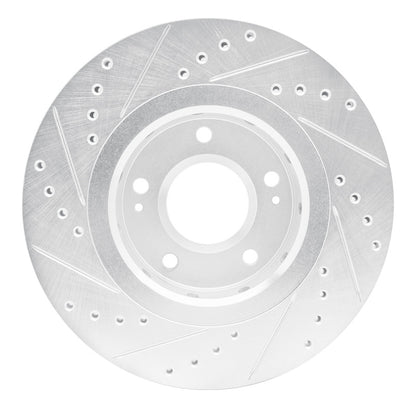 R1 Concepts R1 09-15 Mitsubishi Lancer Front Right Drilled & Slotted Silver Brake Rotor