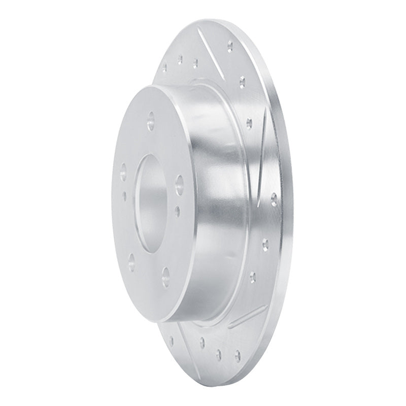 R1 Concepts R1 94-98 Nissan 240SX Rear Right Drilled & Slotted Silver Brake Rotor