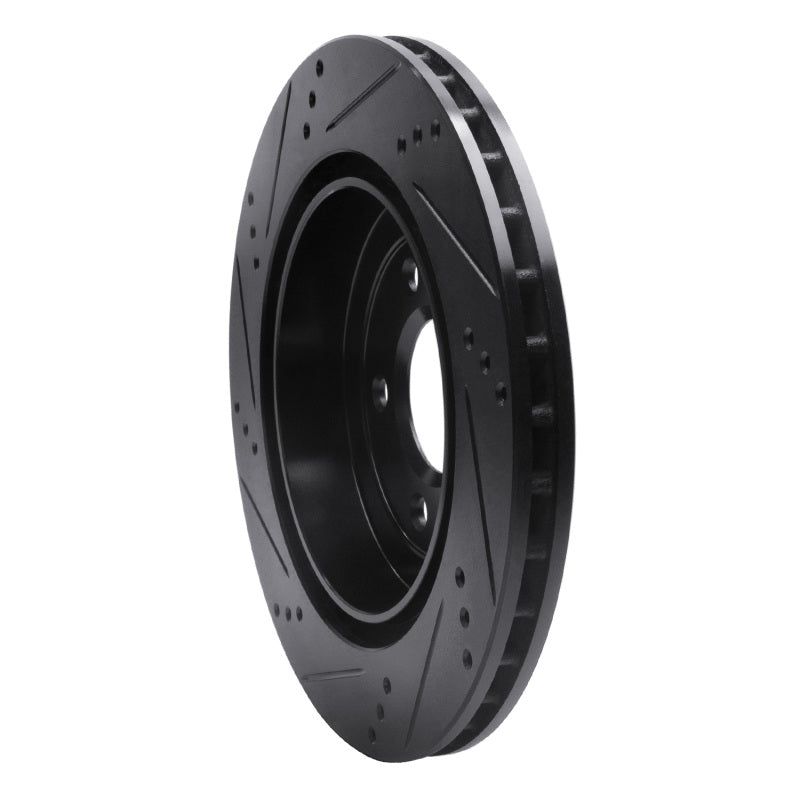 R1 Concepts R1 05-11 Cadillac CTS Rear Right Drilled & Slotted Black Brake Rotor