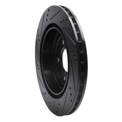R1 Concepts R1 05-11 Cadillac CTS Rear Right Drilled & Slotted Black Brake Rotor