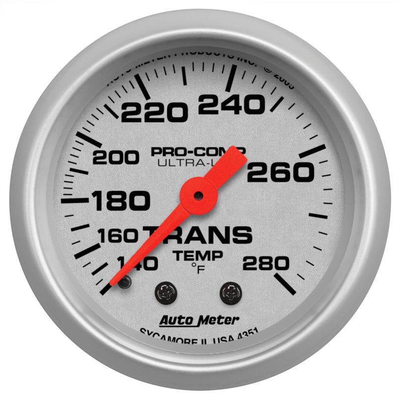 Autometer Ultra-Lite 52mm 140-280 Deg F Mechanical Transmission Temp Gauge