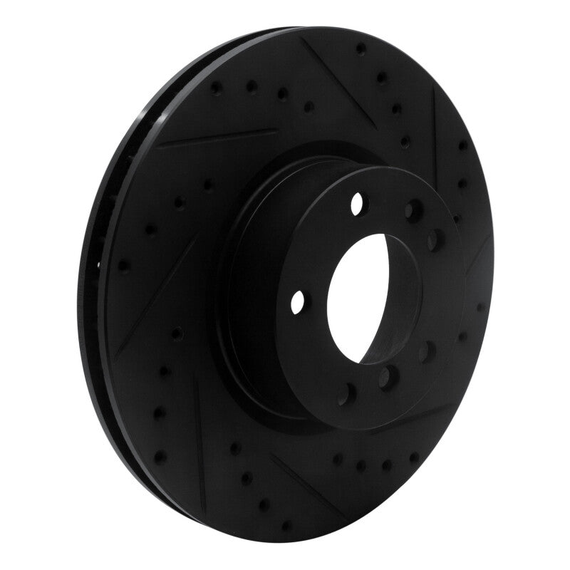 R1 Concepts R1 93-97 BMW 850CI Front Right Drilled & Slotted Black Brake Rotor