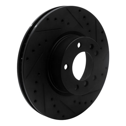 R1 Concepts R1 93-97 BMW 850CI Front Right Drilled & Slotted Black Brake Rotor