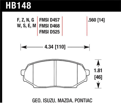 Hawk Performance Hawk 89-93 Miata HPS Street Front Brake Pads (D525)