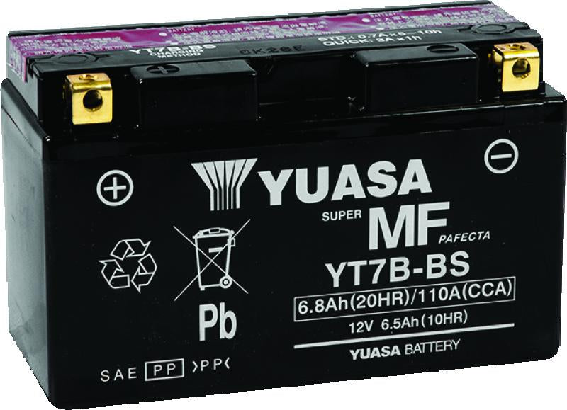 Yuasa Battery Yuasa YT7B-BS Maintenance Free AGM 12-Volt Battery w/Bottle