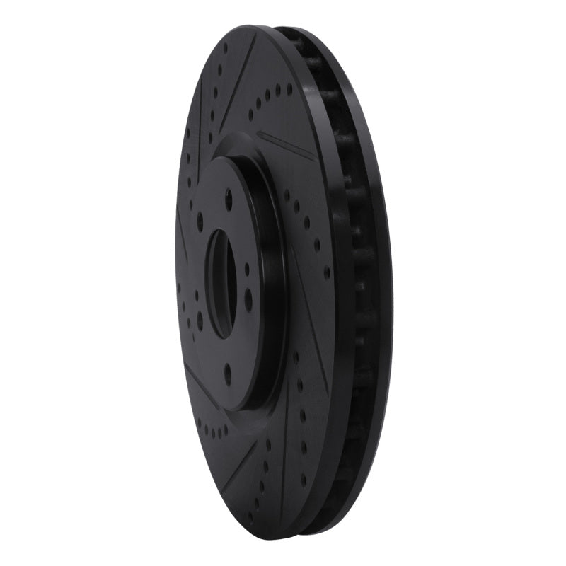 R1 Concepts R1 03-06 Mitsubishi Lancer Front Left Drilled & Slotted Black Brake Rotor