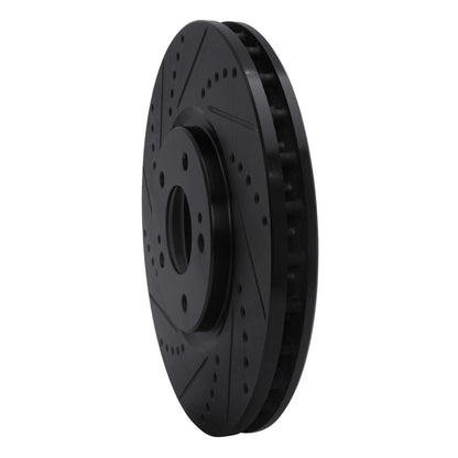 R1 Concepts R1 03-06 Mitsubishi Lancer Front Left Drilled & Slotted Black Brake Rotor