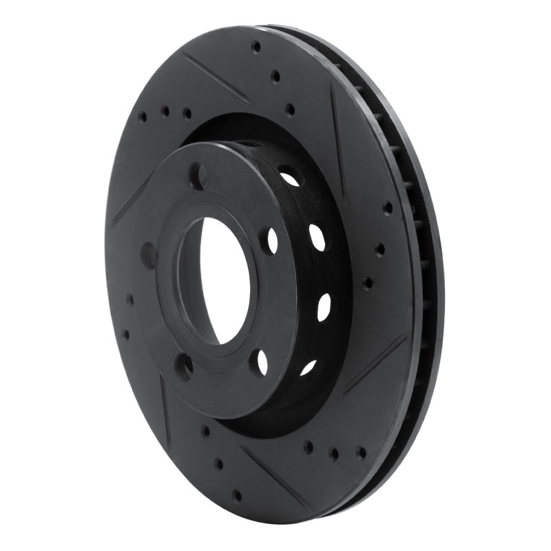 R1 Concepts R1 00-03 Audi A8 Rear Right Drilled & Slotted Black Brake Rotor